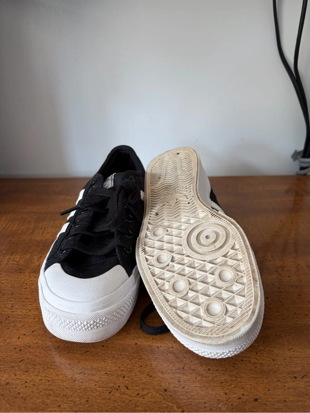 adidas Nizza Black and White Platform Canvas Sneakers